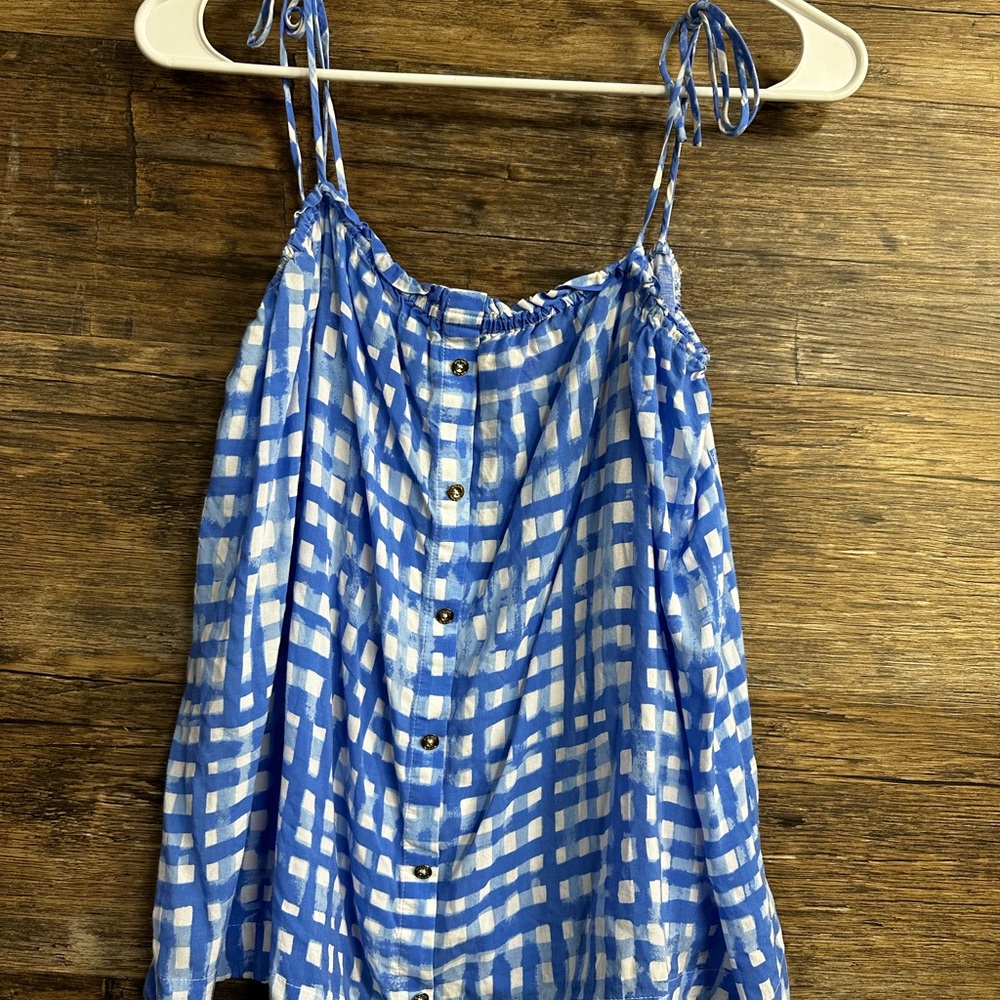 Lilly Pulitzer Blue and White Smocked Tank Top - Picture 5 of 7